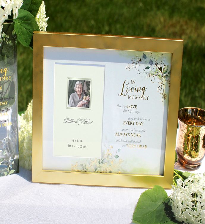 Lillian Rose Botanical Themed Memorial Photo Frame With Sympathy Verse